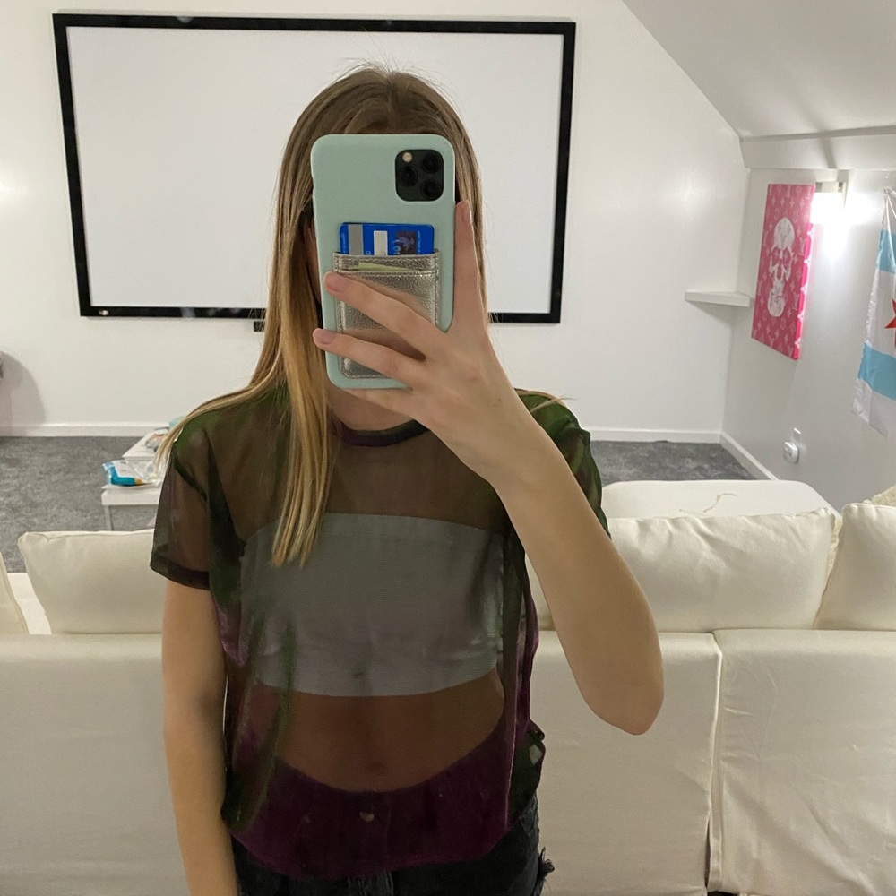 Urban Outfitters Holographic Mesh Tee